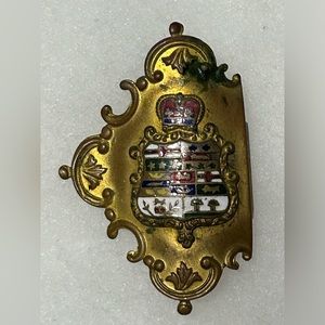 Antique Edwardian Enameled Repousse Victorian Era Canada Coat of Arms Medal